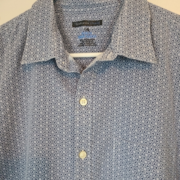 (632) Van Heusen Men's Short Sleeve Button Down Shirt, Size: Large Color: Blue - Picture 5 of 12